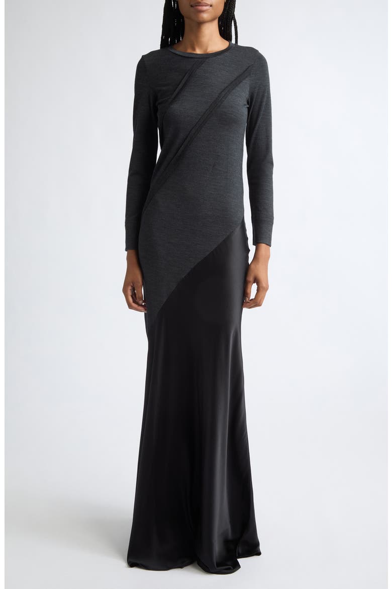 Agathe Long Sleeve Wool & Silk Maxi Dress
