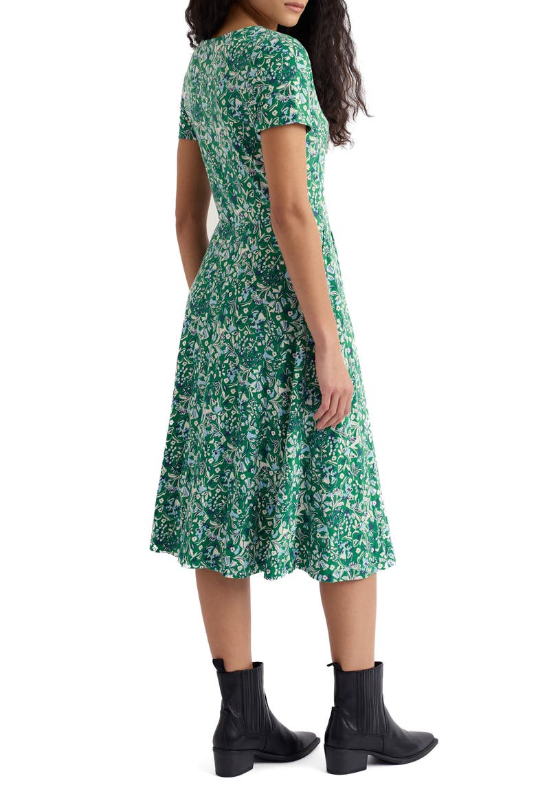 April Floral Stretch Organic Cotton Midi Dress