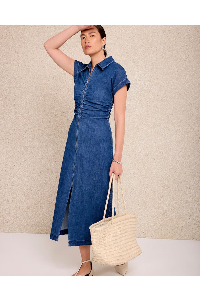 Denim Classic Collar Midi Dress