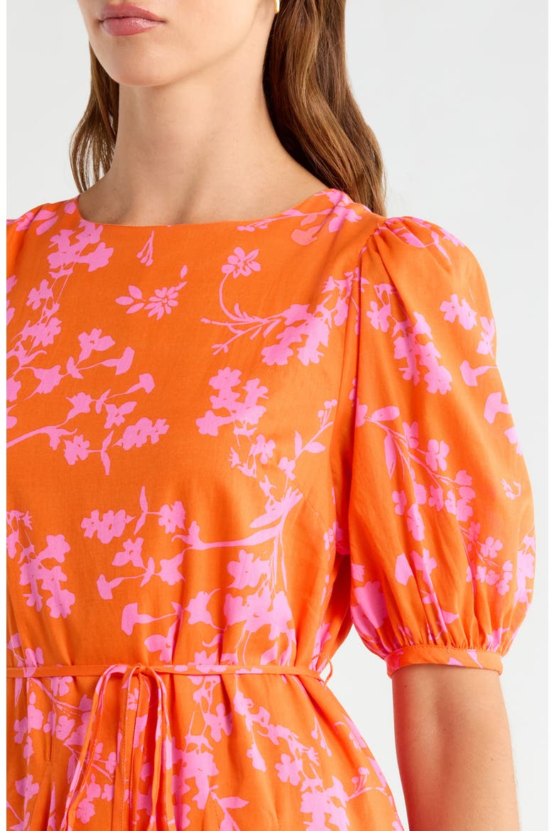 Delilah Floral Godet Pleat Cotton Minidress