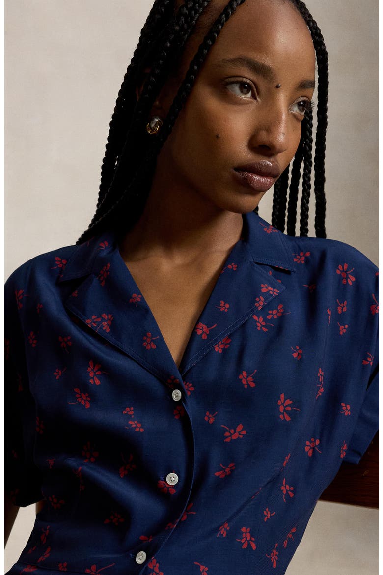 Floral Viscose Midi Shirt Dress