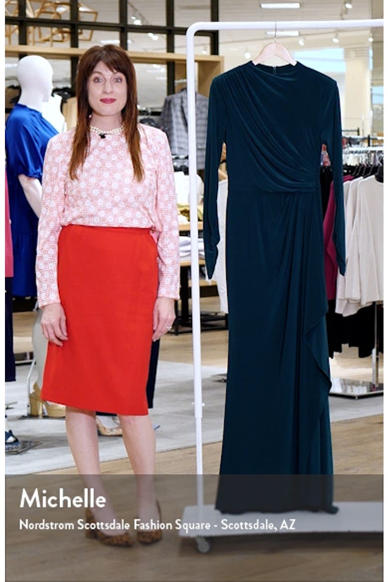 Ruffle Long Sleeve Sheath Gown