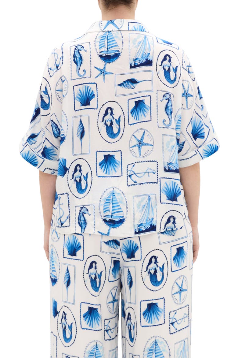 Liana Postcard Print Button-Up Shirt