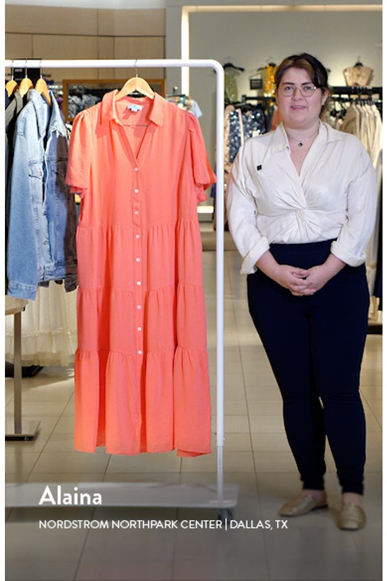 Puff Sleeve Tiered Maxi Shirtdress
