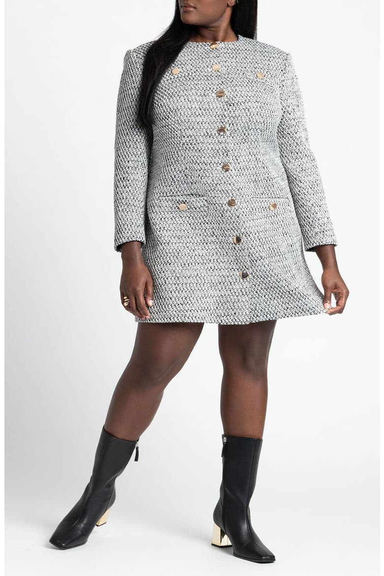 Tweed Long Sleeve Mini Dress