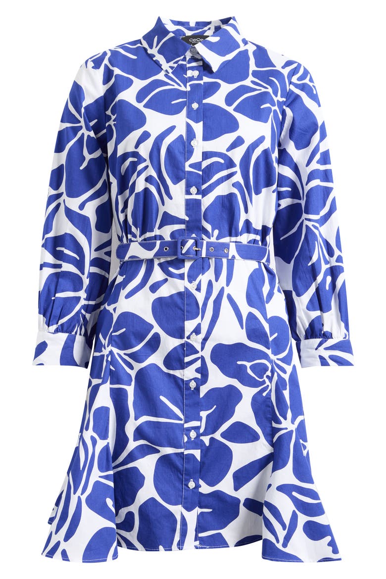 Belted Long Sleeve Cotton Shirtdress
