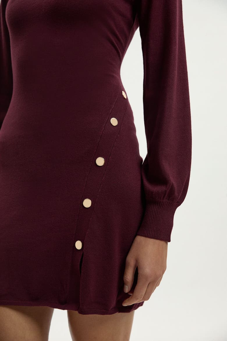 Viscose Blend Popper Knit Mini Dress