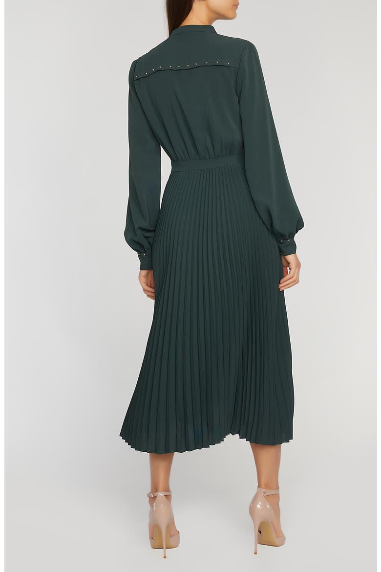 The Alania Pleated Long Sleeve Midi Dress