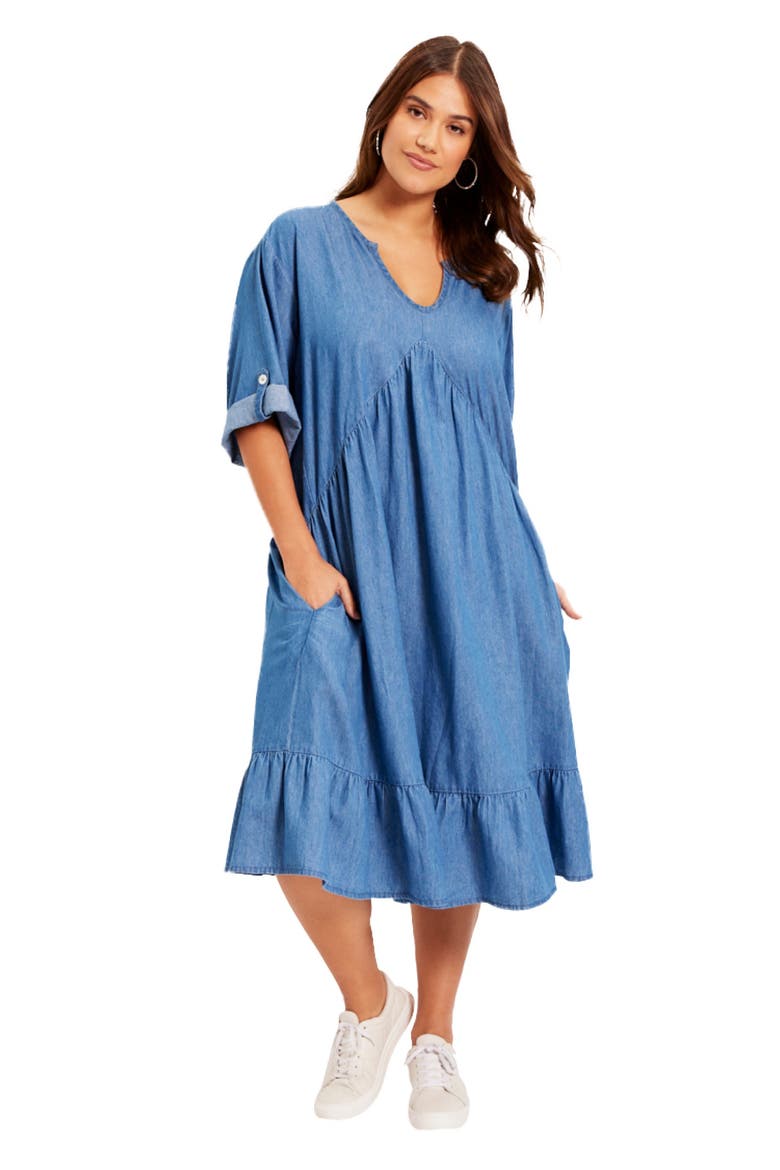 Ruffled Denim Dress