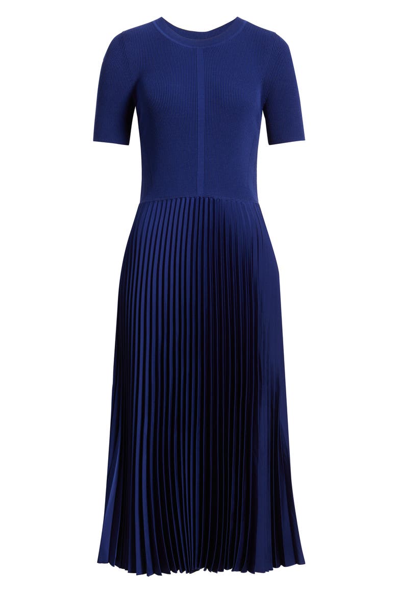 Fadridi Rib & Pleated Midi A-Line Dress