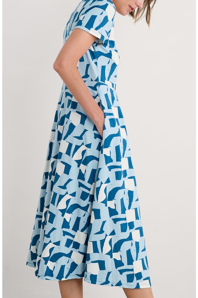 Veronica Geo Print Stretch Organic Cotton Jersey Midi Dress