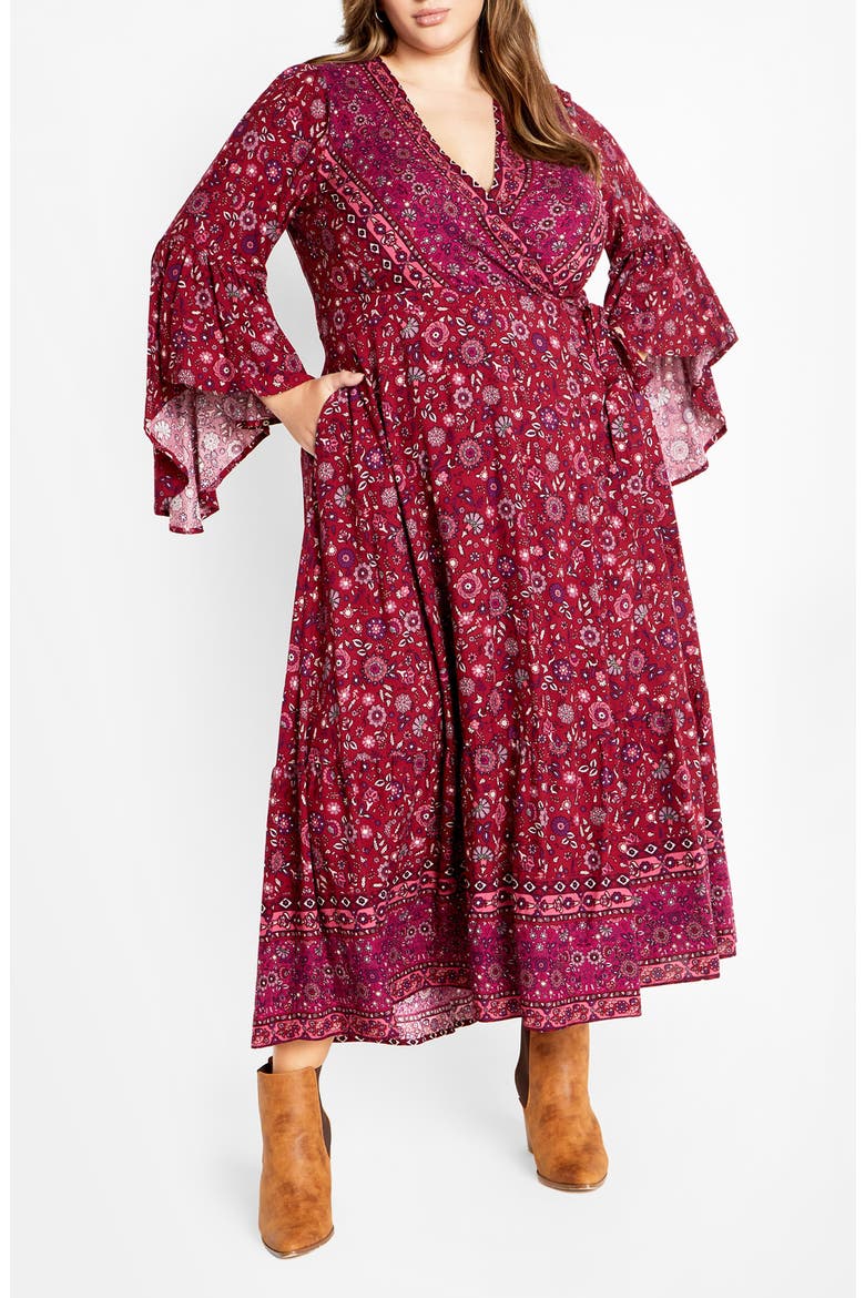 Adhara Mixed Print Long Sleeve Maxi Dress