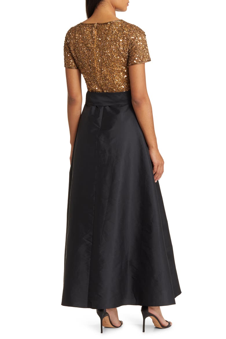 Beaded Bodice Mixed Media Gown