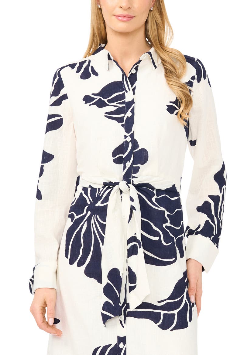 Long Sleeve Tie Waist Maxi Shirtdress
