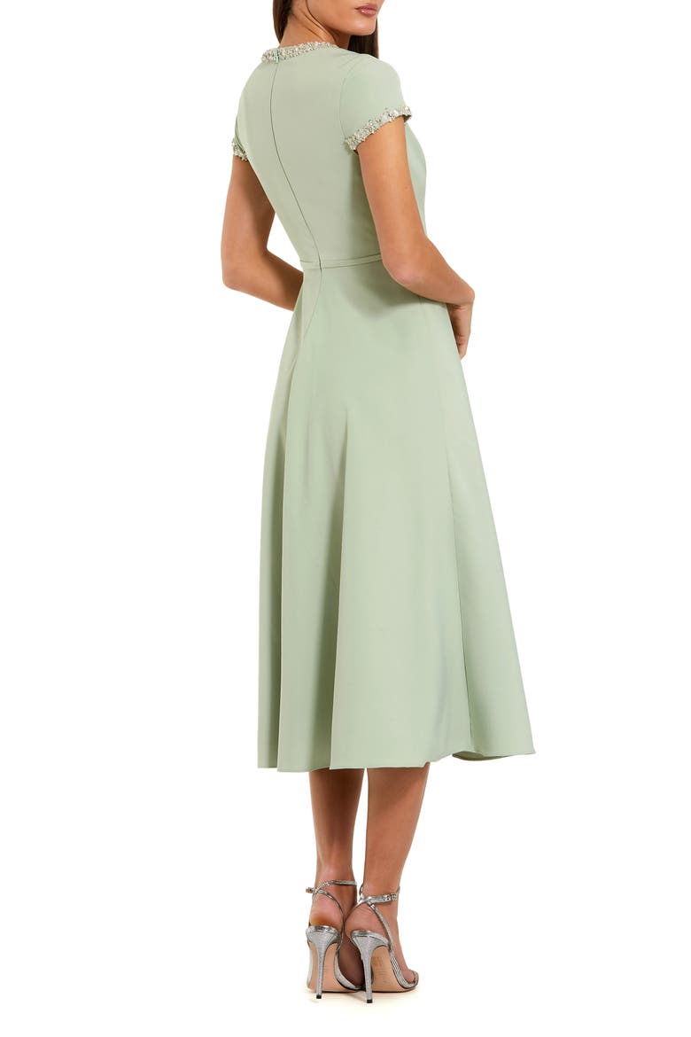 Crepe Midi Dress With Rhinestone Beading