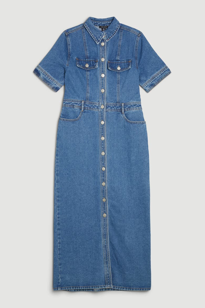 Denim Midi Shirt Dress