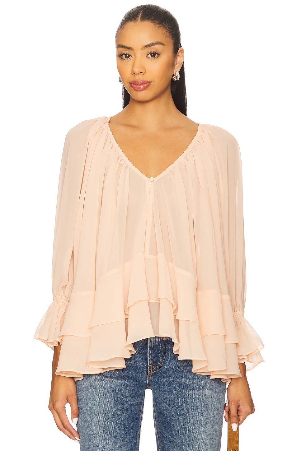 Tularosa Lenora Blouse in Peach - Image 1