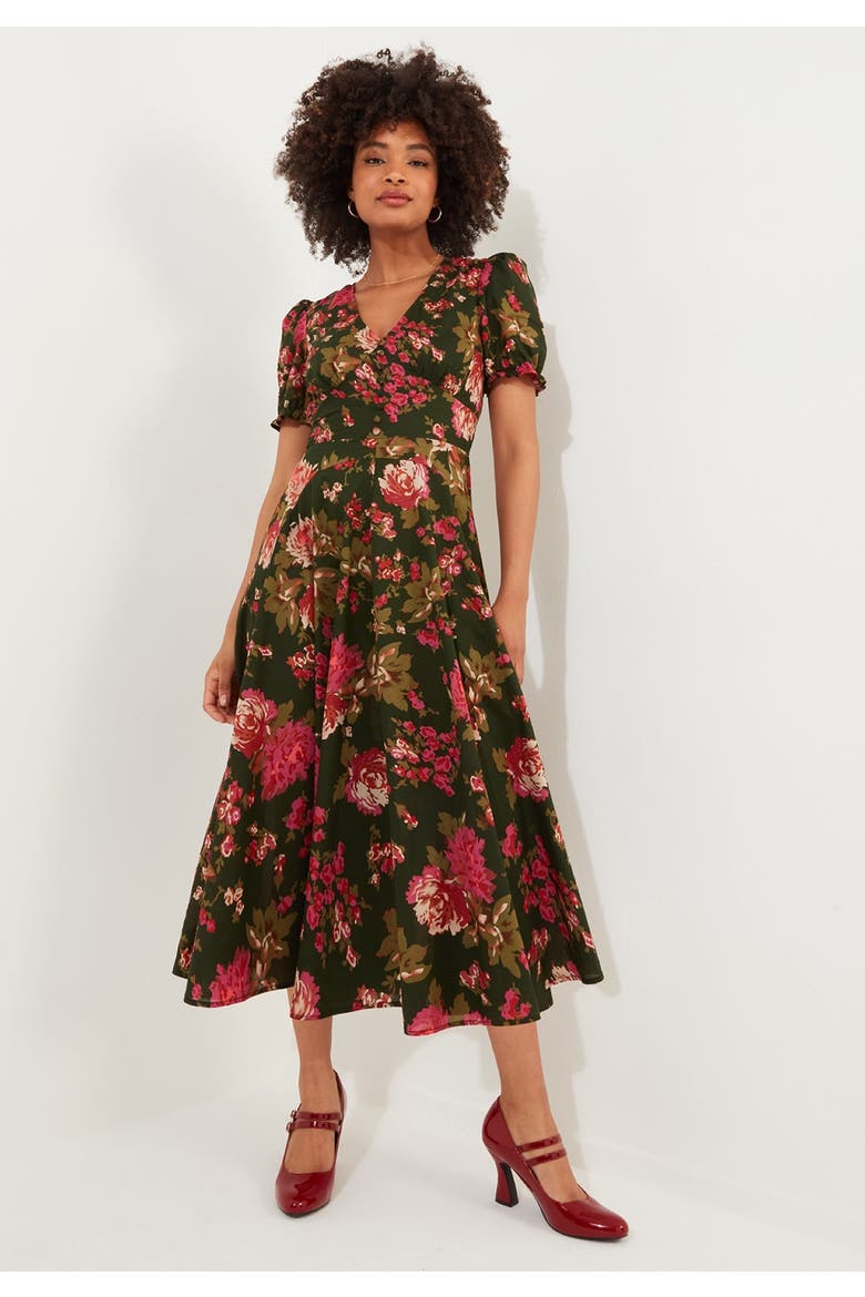 A-Line Button Front Midi Dress