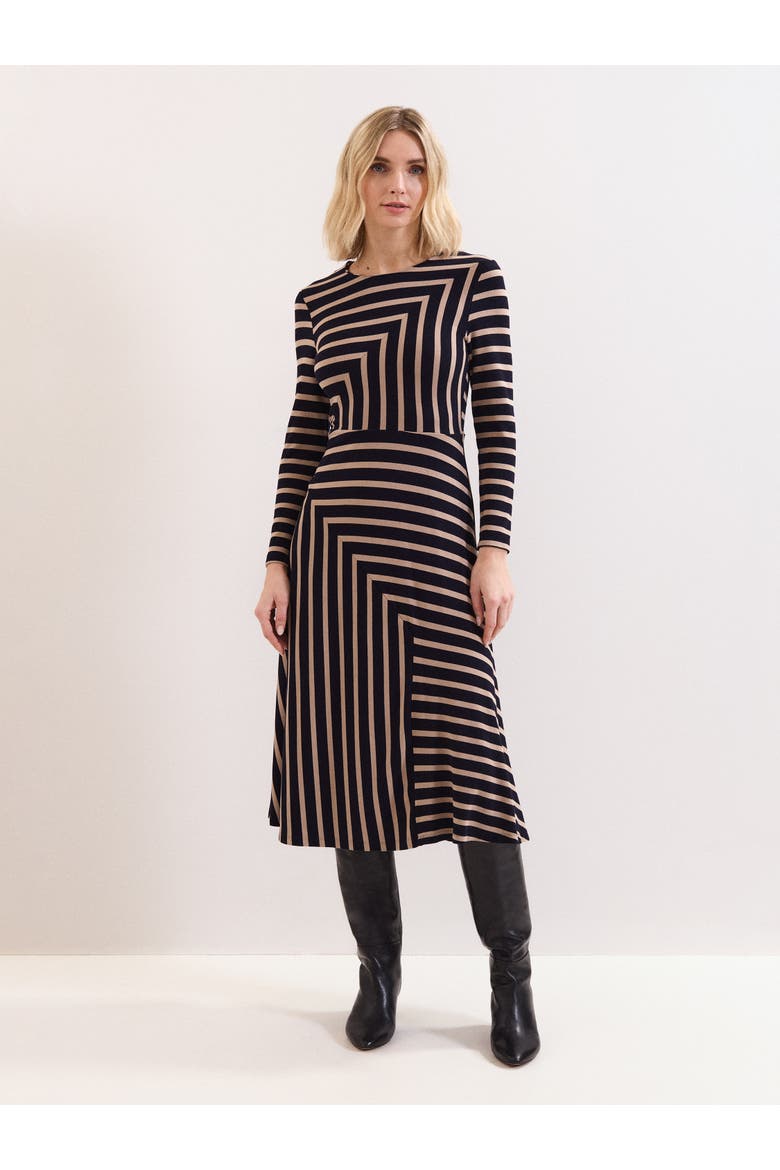 Mia Stripe Long Sleeve Midi Dress
