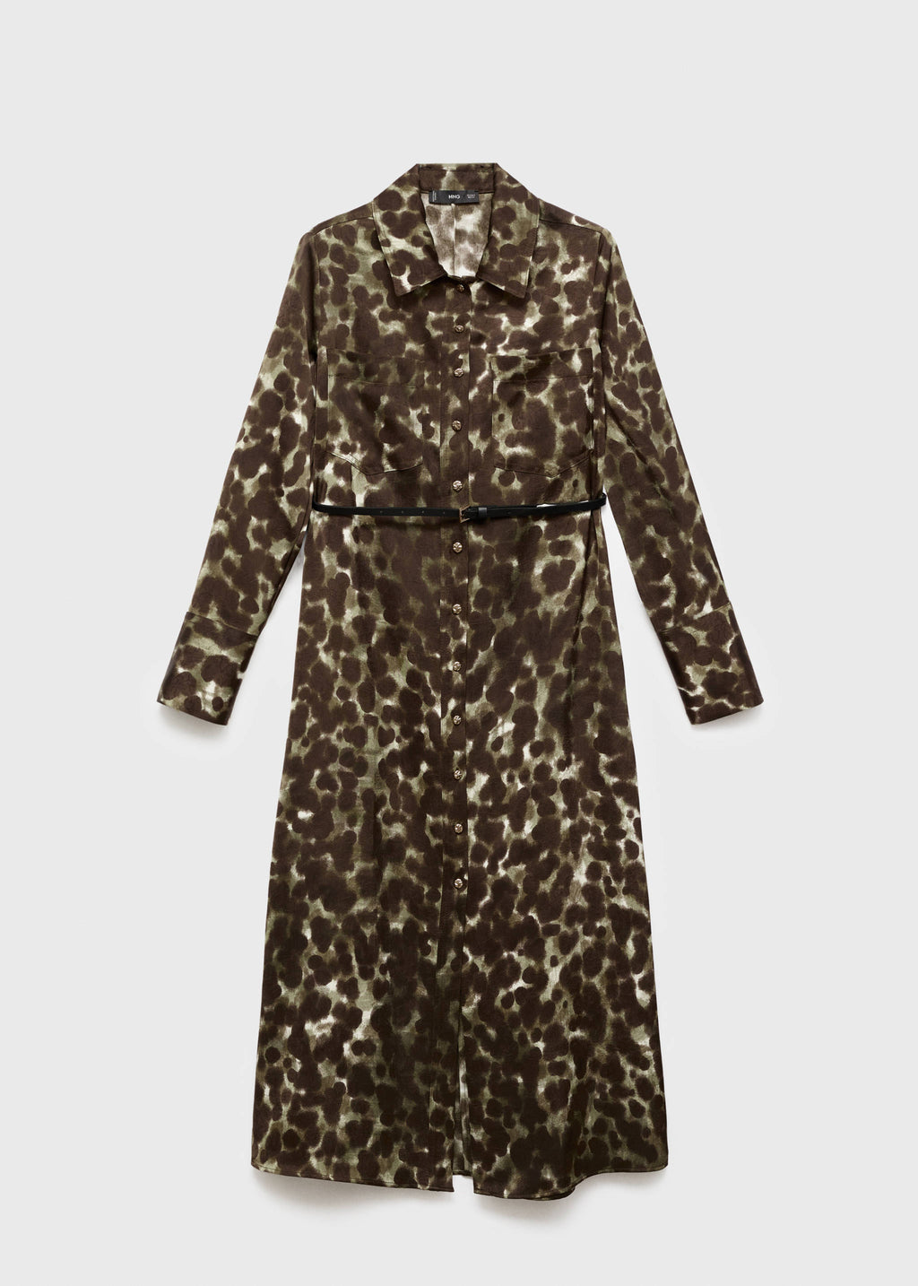 Printed shirt dress with belt