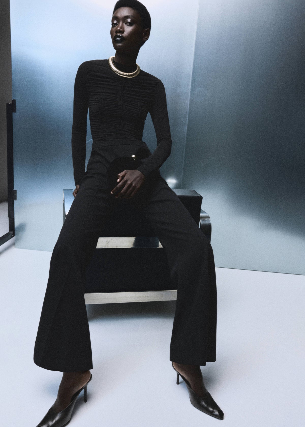 Combined ruched jumpsuit
