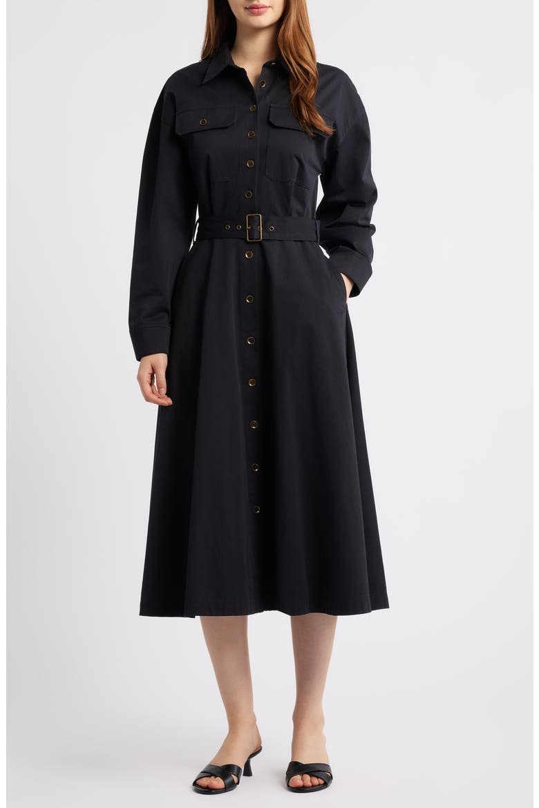 Belted Long Sleeve Shirtdress