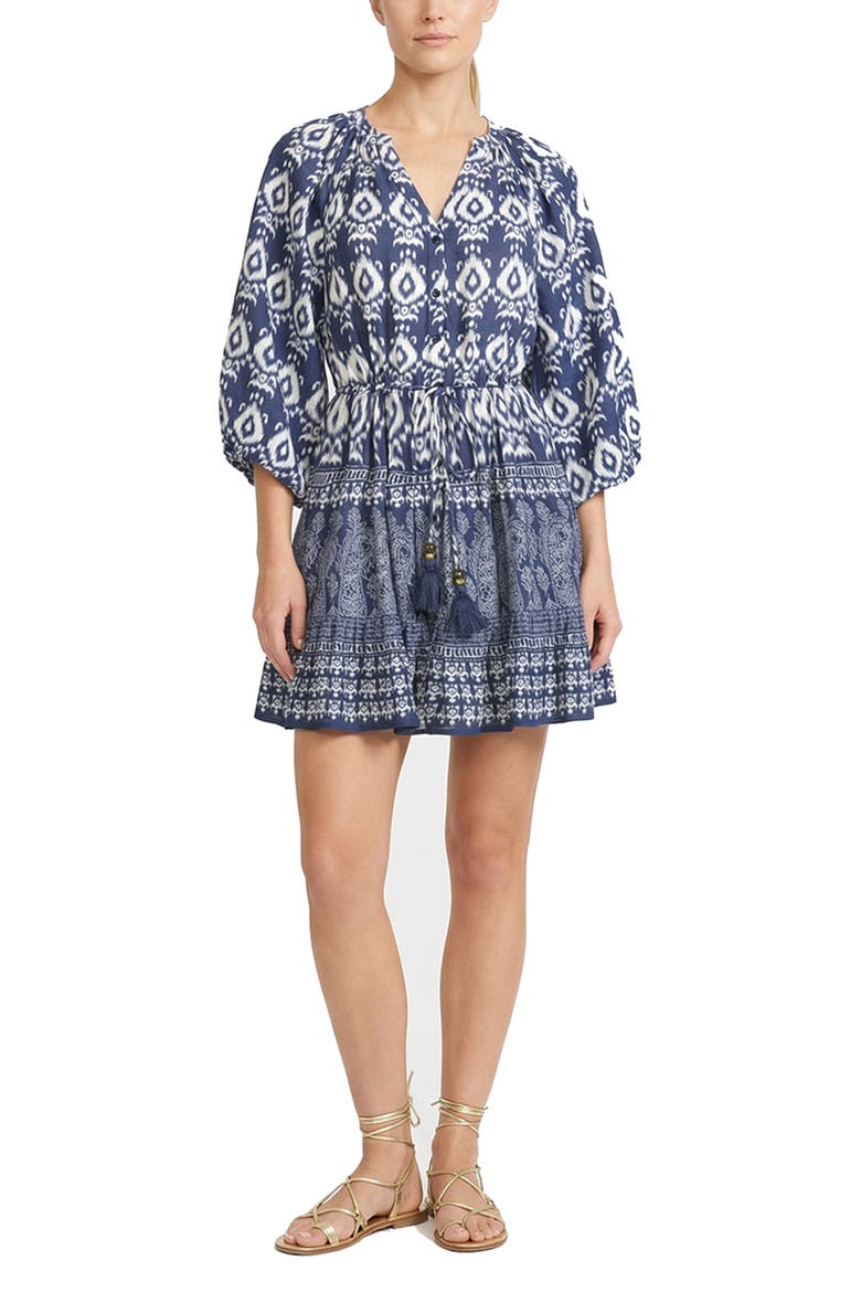 Sam Balloon Sleeve Elastic-Waist Mini Shirtdress