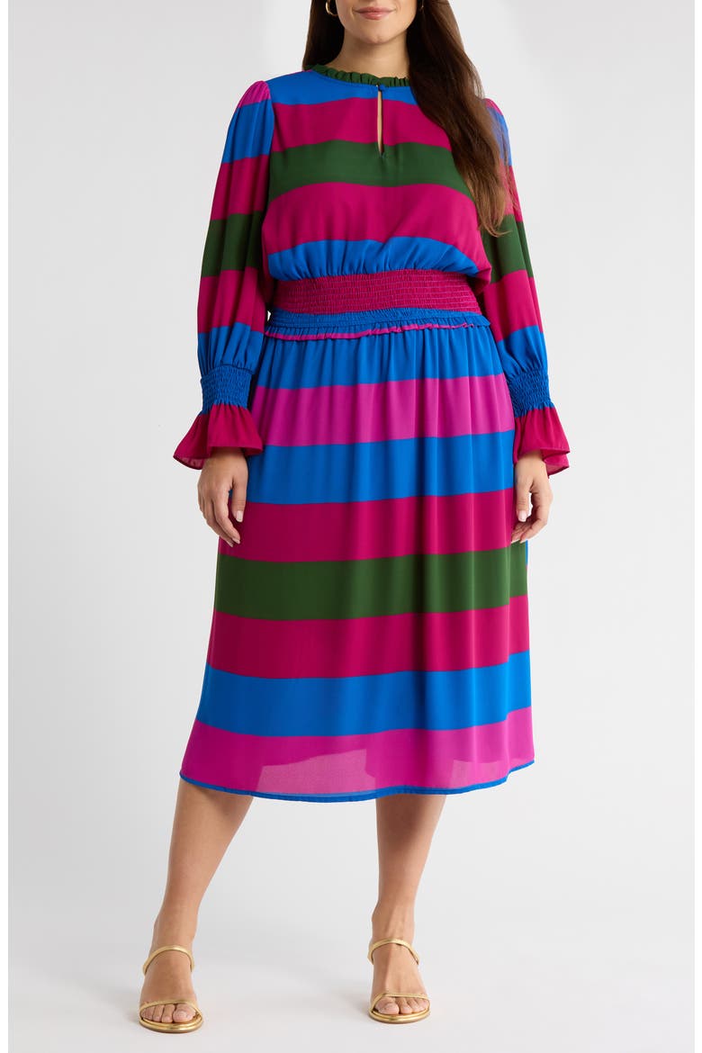 Saige Stripe Long Sleeve Midi Dress
