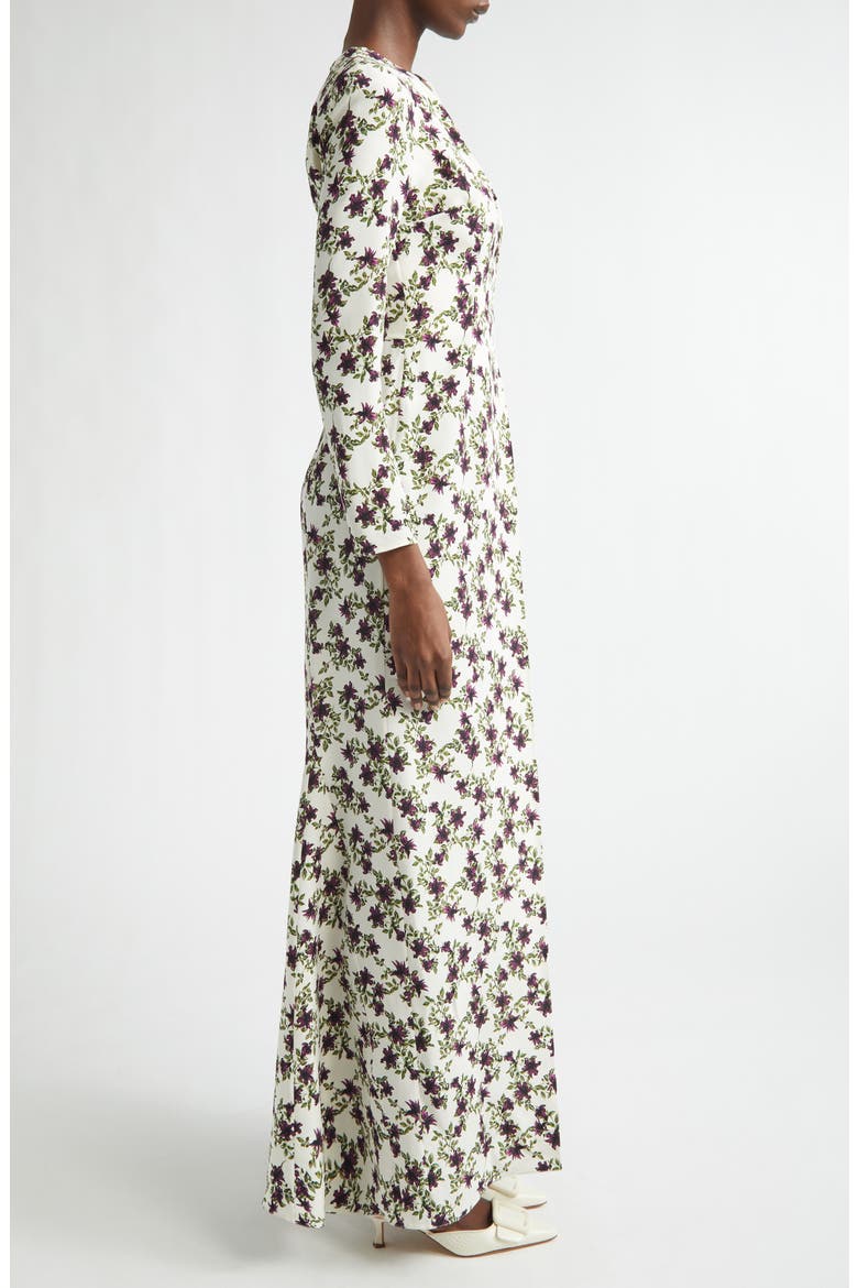 Silverio Floral Long Sleeve Silk Crêpe de Chine Maxi Dress