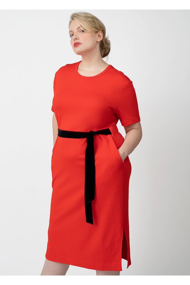 CoolROSE Luxe Midi Plus Size Dress with Velvet Tie