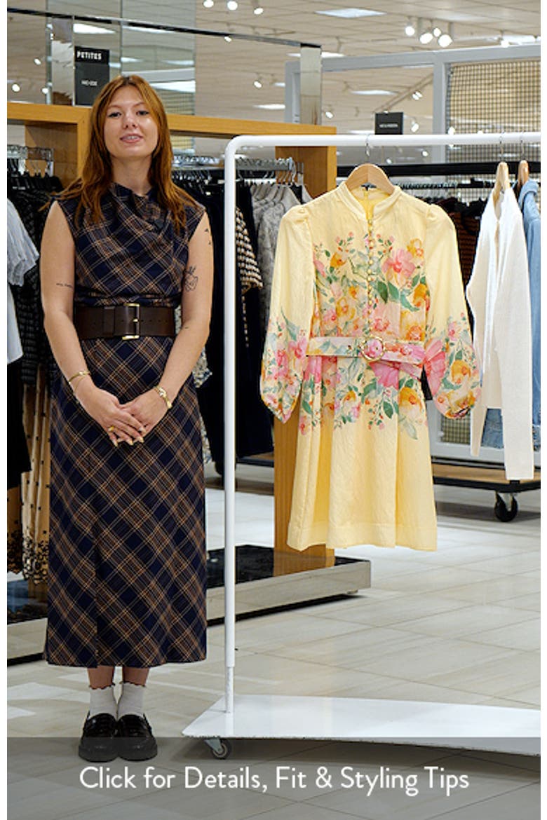 Floral Print Button Front Long Sleeve Dress