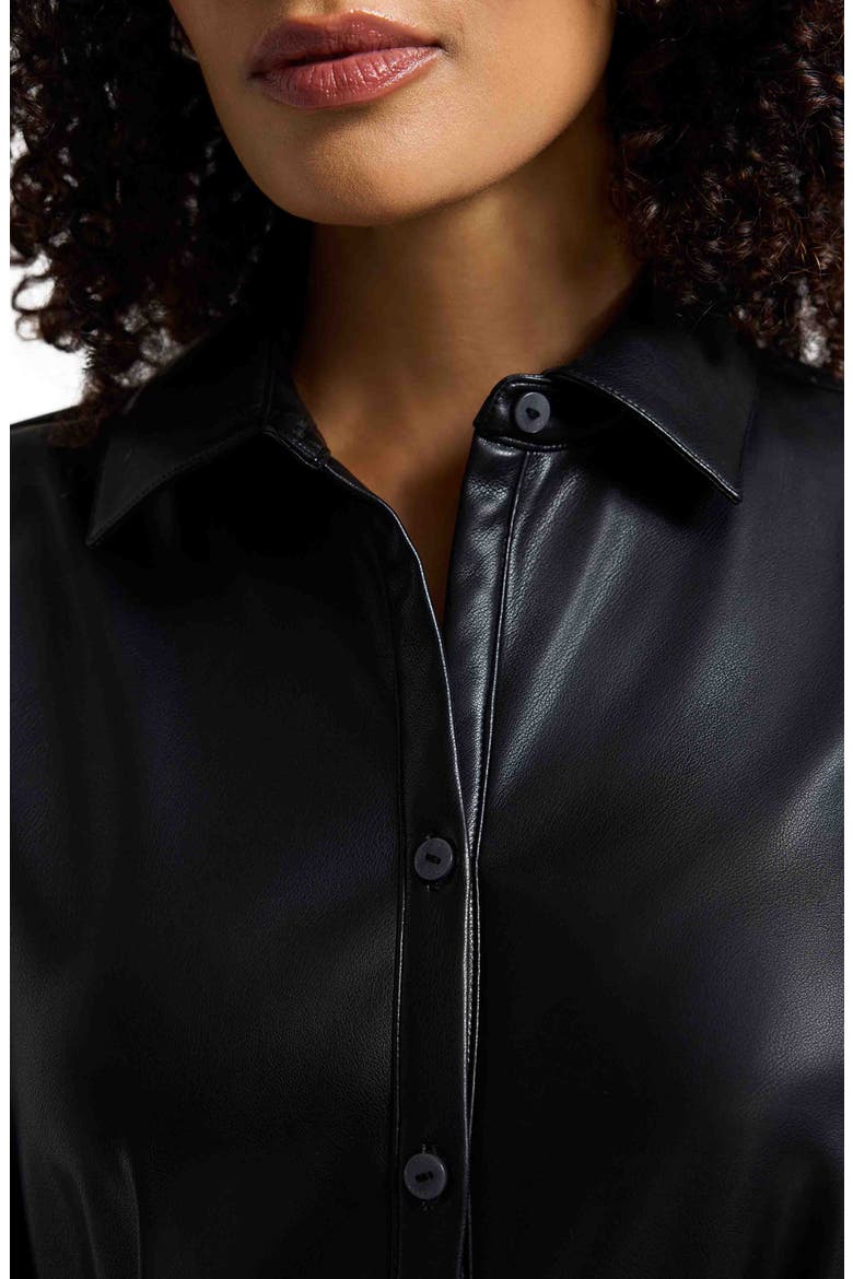 Rocca Long Sleeve Faux Leather Shirtdress