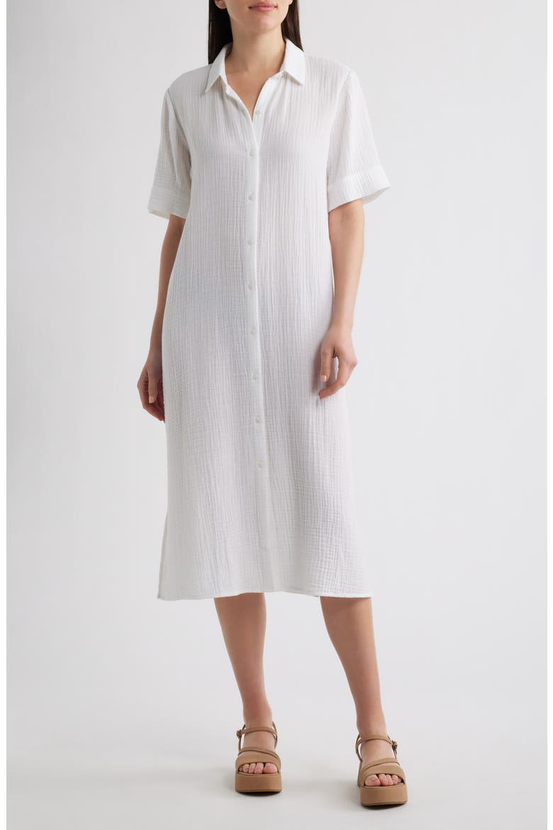 Classic Collar Organic Cotton Midi Shirtdress
