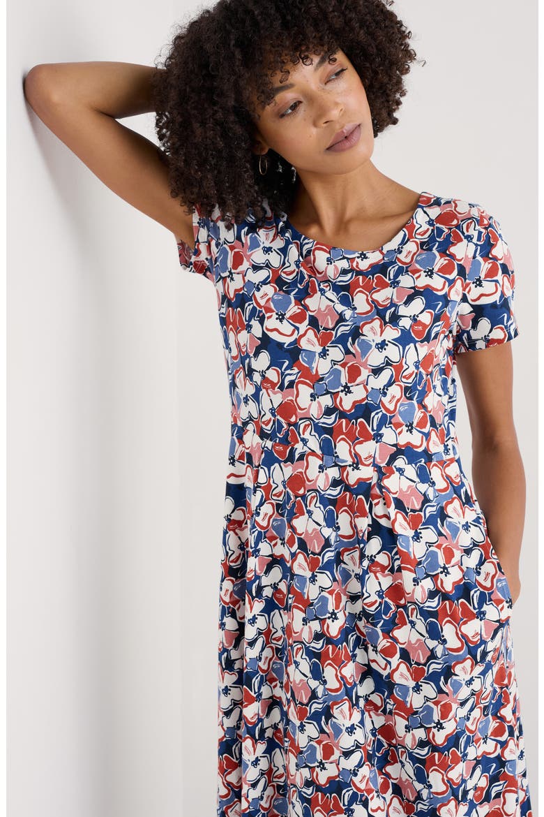Veronica Print Stretch Organic Cotton Midi Dress