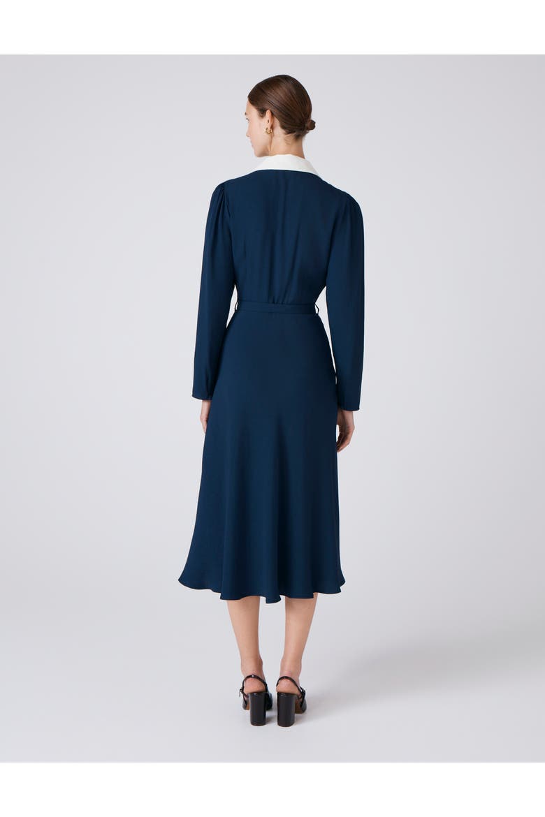 Lillian Crepe Collared Neck Midi Dress