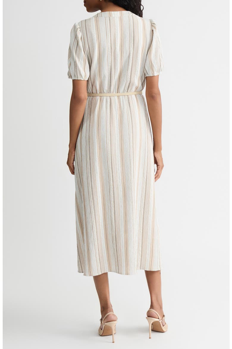 Stripe Short Sleeve Belted Shirtdress