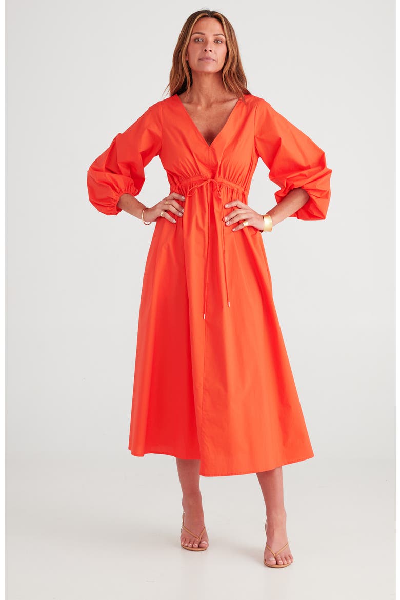 Sunshine Drawstring Waist Midi Dress