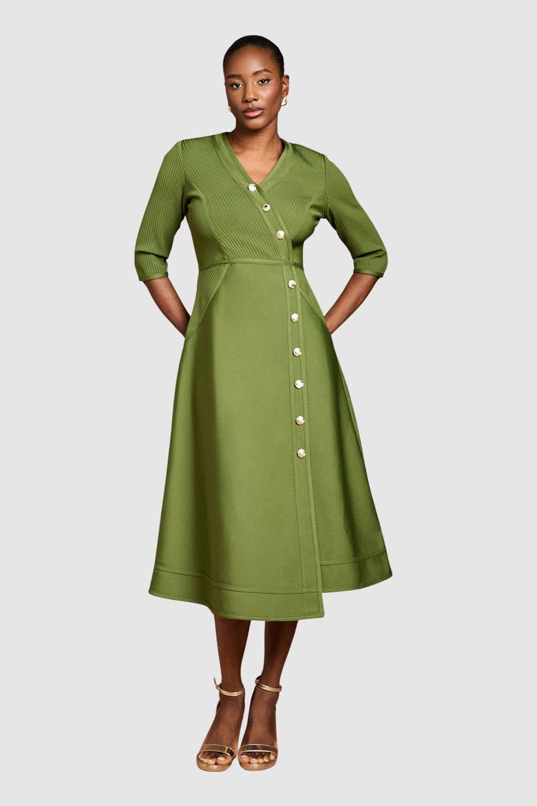 Bandage V-Neck Midi Dress