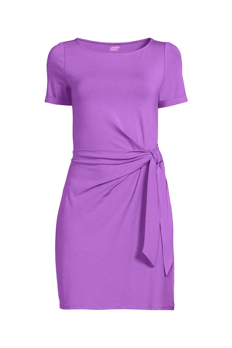 Short Sleeve Cotton Modal Wrap Mini Dress