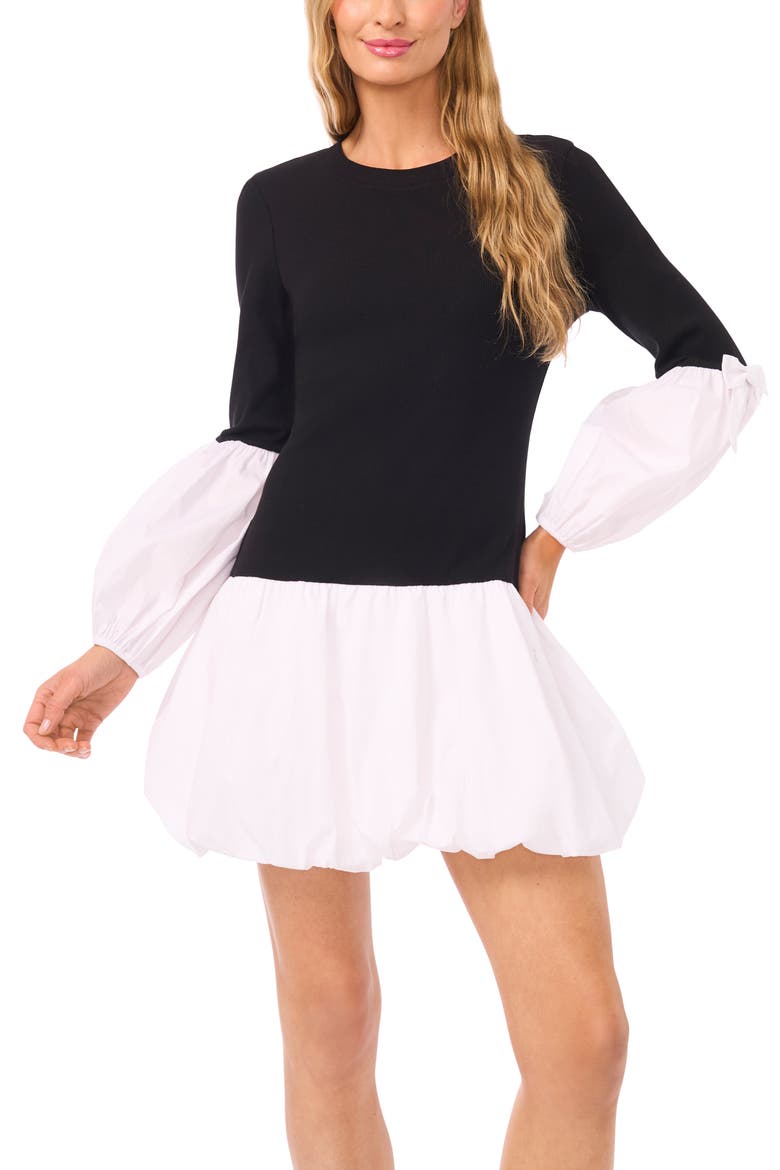 Mixed Media Long Sleeve Minidress