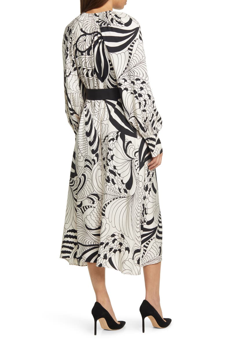 Emmieeh Belt Detail Long Sleeve Midi Dress