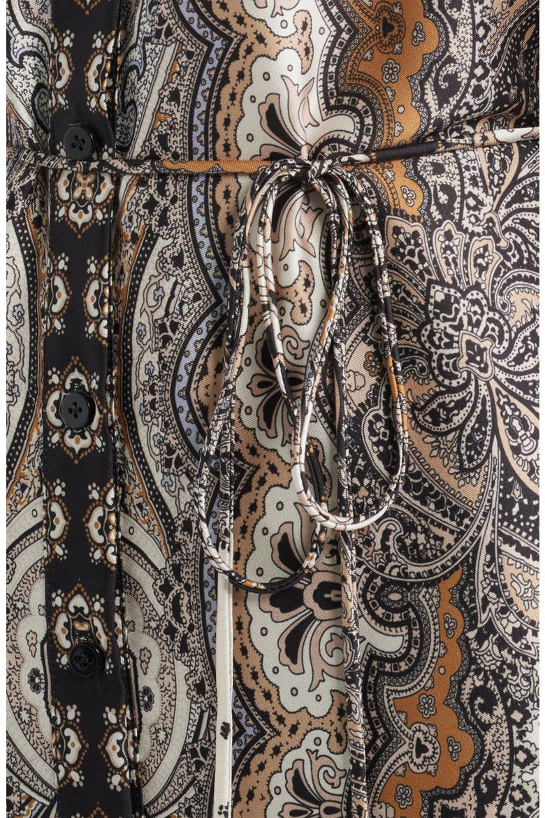 Mixed Paisley Long Sleeve Shirtdress