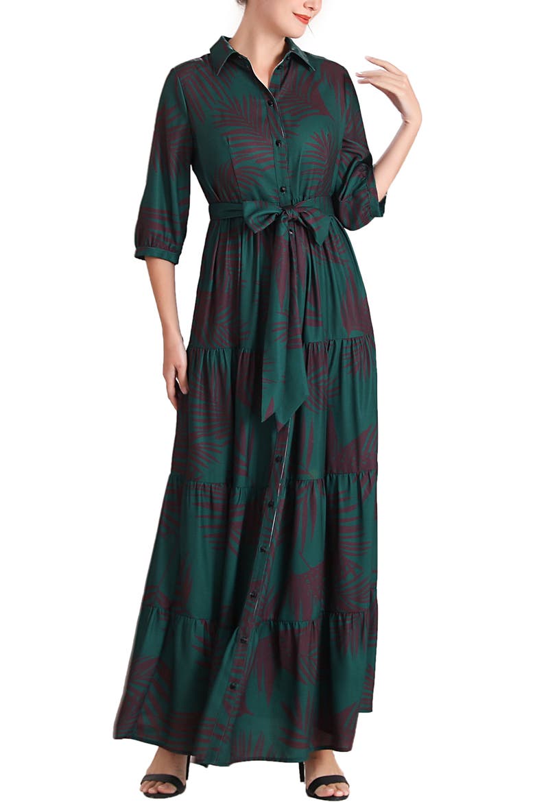 Abree Button Front Maternity Nursing Maxi Dress