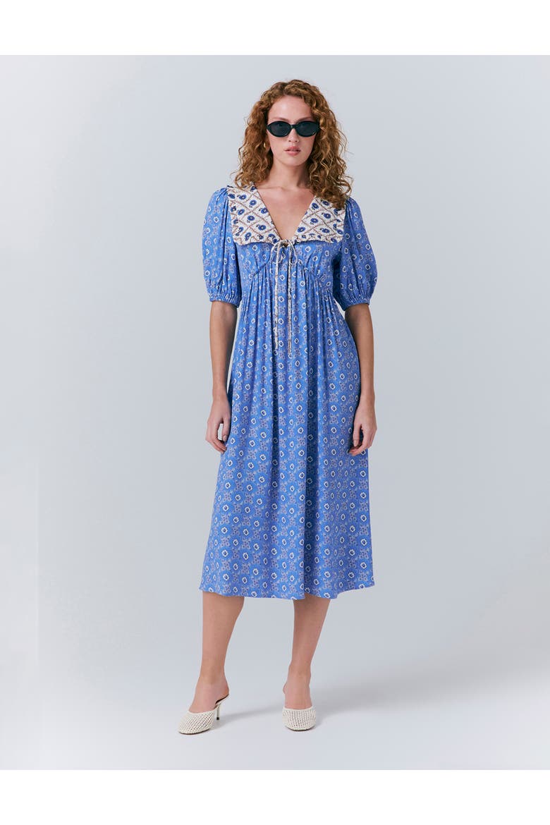 Nellie Crepe Collared Midi Smock Dress