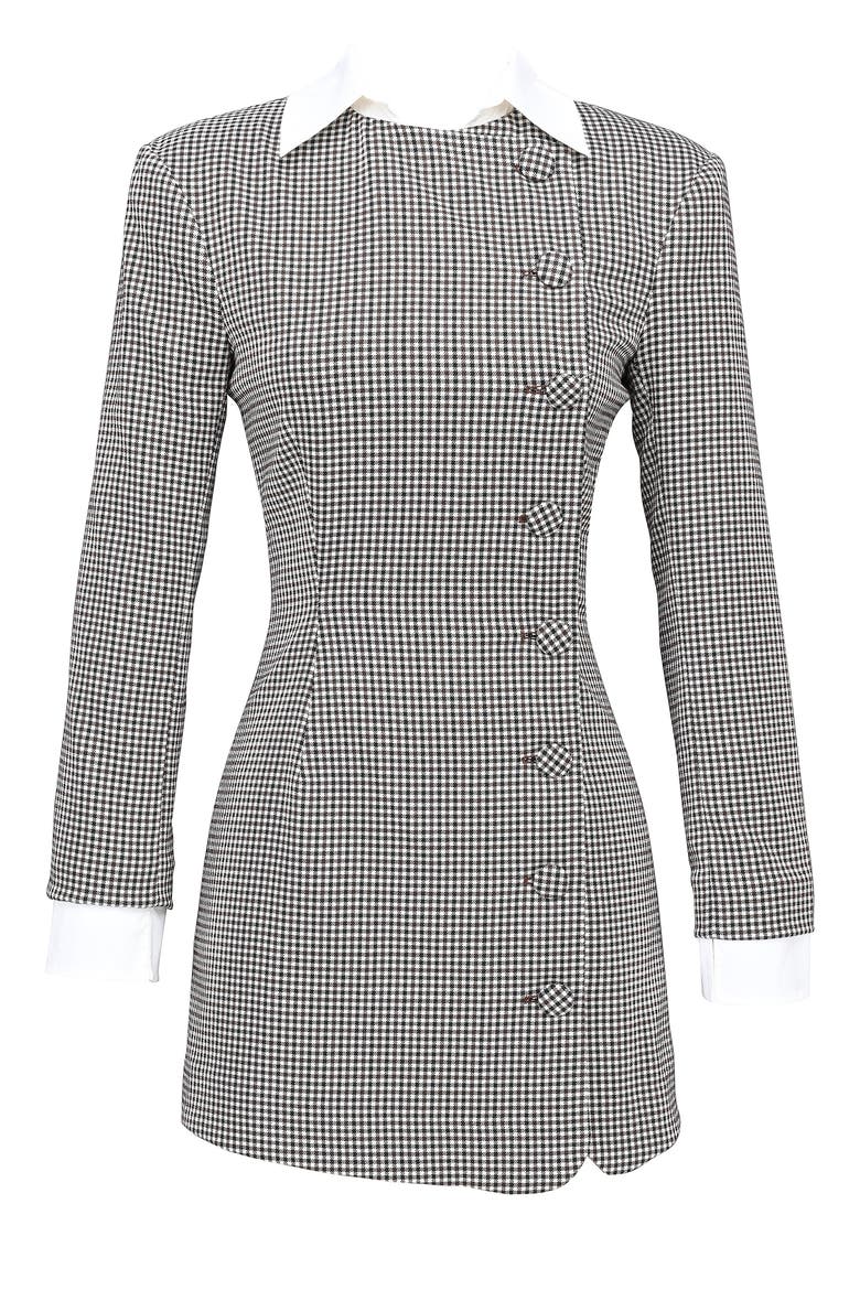 Leoni Houndstooth Long Sleeve Minidress