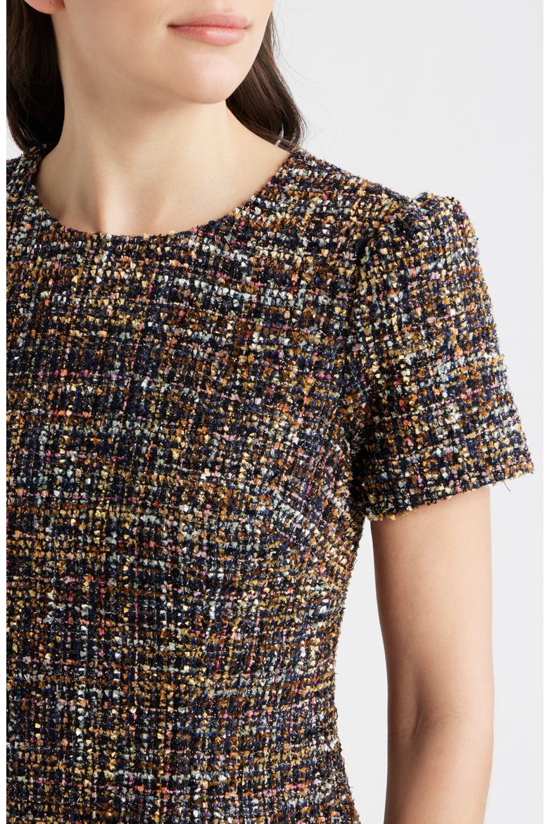 Jewel Neck Tweed Shift Dress