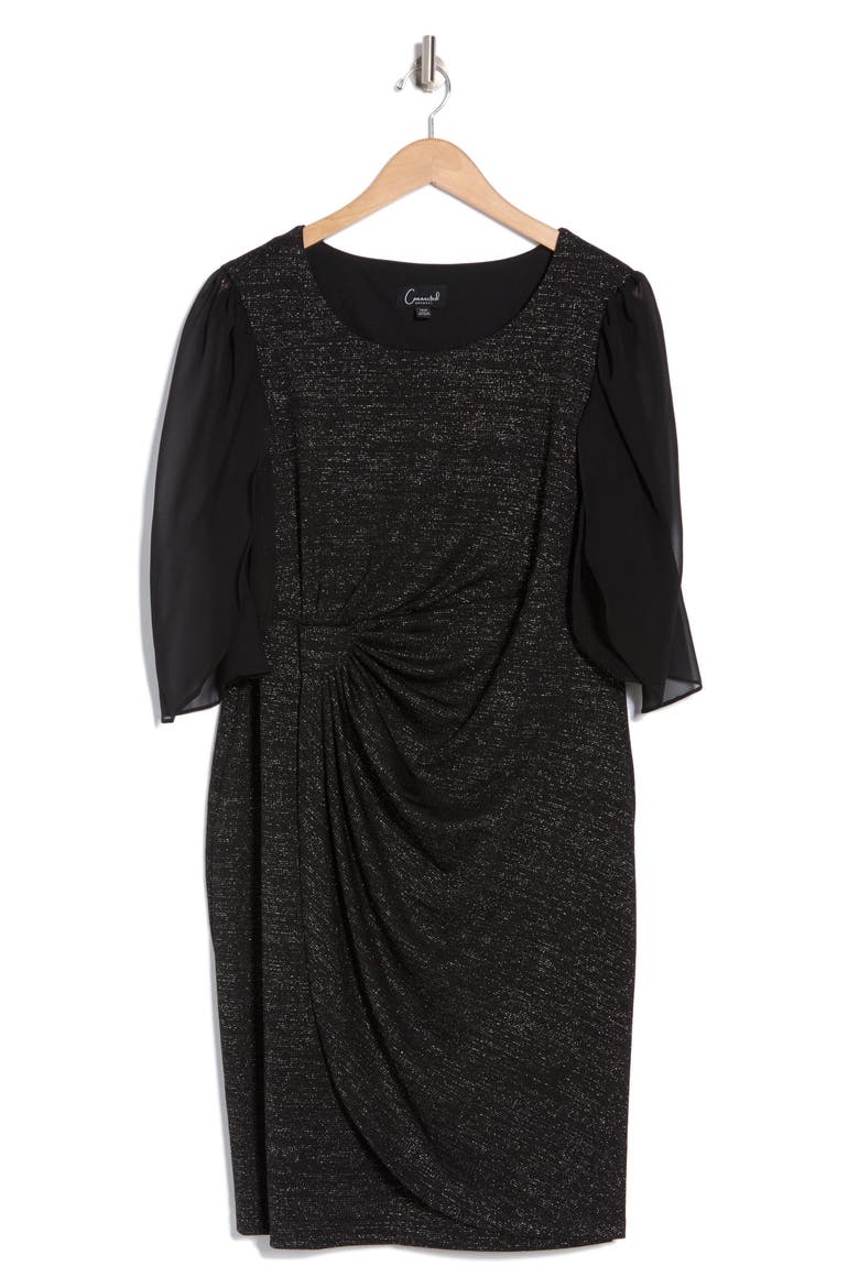 Chiffon Cape Sleeve Knit Dress