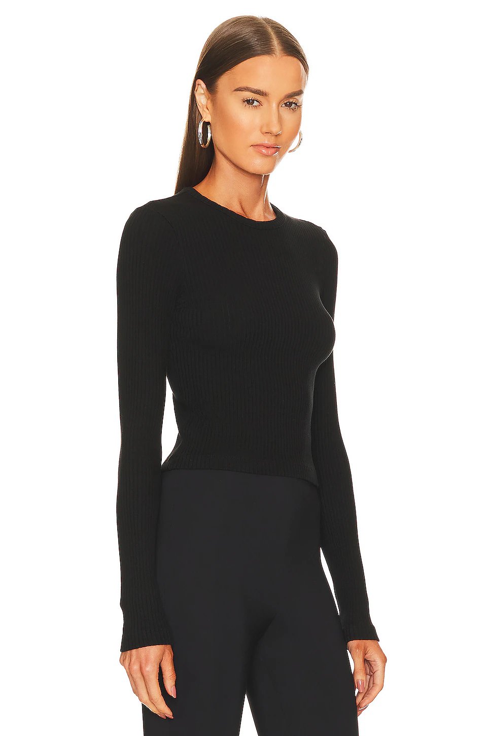 AGOLDE Alma Shrunken Crew Neck Tee in Black - Image 2