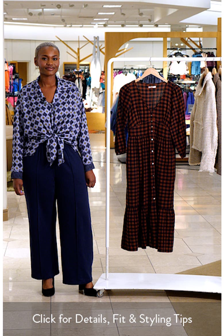 Maeve Plaid Long Sleeve Maxi Dress