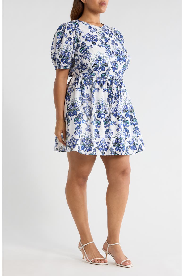 Viara Floral Alba Drawstring Waist Cotton Minidress